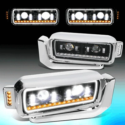 适用于 1981 - 2021 Peterbilt 359 379 389 顺序信号 LED 投影仪前灯 — 第 1/4 张图片