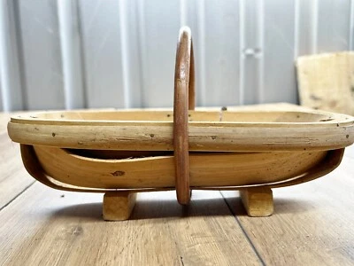 VINTAGE HANDGEFERTIGTER RUSTIKALER HOLZKORB - LANDHAUS KÜCHE OBSTSCHALE - Bild 1 von 4