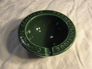VINTAGE COMPAGNIE GENERALE TRANSATLANTIQUE ASHTRAY GREEN / SHIP - Picture 1 of 6
