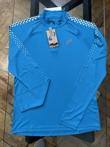 Top de running para hombre Asics manga larga 1/2 cremallera azul isla/blanco brillante 2XL - Imagen 1 de 6