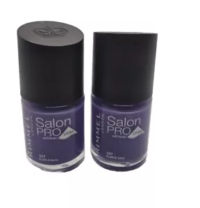Lot Of 2 Rimmel Salon Pro with Lycra Nail Polish #337 Purple Rain - Picture 1 of 3