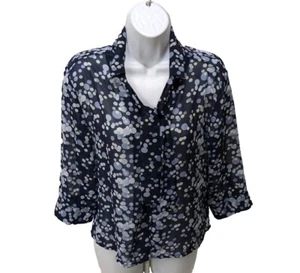 NWT Old Navy Chiffon Tie Neck Button Blouse Womens M Polka Dot Classic 705 - Picture 1 of 11