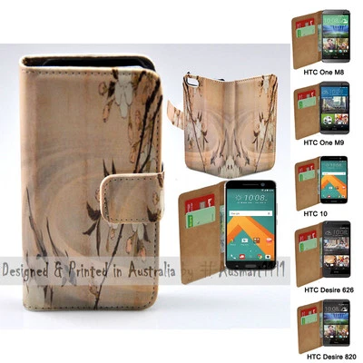 For HTC Series Mobile Phone Japan Old Script Print Flip Case Wallet Phone Cover - Image 1 of 3