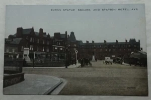 Burns Statue Square, & Station Hotel, Ayr Scotland. Postcard (U2) - Picture 1 of 2