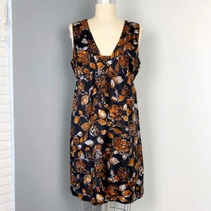 Vestido para mujer Tibi floral sin mangas de seda negro y naranja talla 8 - Imagen 1 de 10