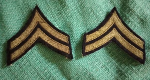 WW2 US Army Corporal Chevron green embroidery on wool, pair, FINE - Picture 1 of 2