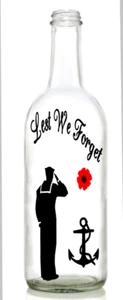 Vinyl Decal Sticker for Wine bottle Lest we forget sailor navy rememberance - Picture 1 of 2