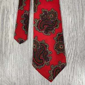 Hanover St. Tie Works Neck Tie Mens 3.5" x 58.5" Red 100% Silk Paisley Design - Picture 1 of 5