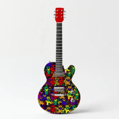 Jerry Bears Pro Guitarra/Bajo Piel Hacha Premium Re-Piel Vinilo Envoltura Reproducción Foto 1 de 2