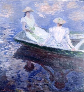 On the Boat by Claude Monet Giclee Museum Size Repro on Canvas - Picture 1 of 1