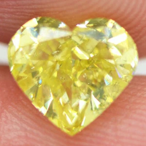 Diamante en forma de corazón amarillo suelto natural SI1 mejorado 7,52X7,12 mm 1,77 quilates - Imagen 1 de 8