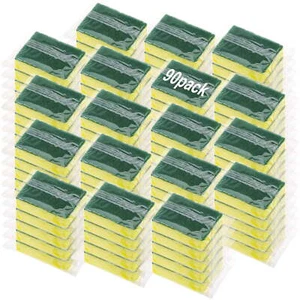 90 Pack Heavy Duty Scrub Sponges for Kitchen Dishwashing, Non-Scratch Bulk - Picture 1 of 5