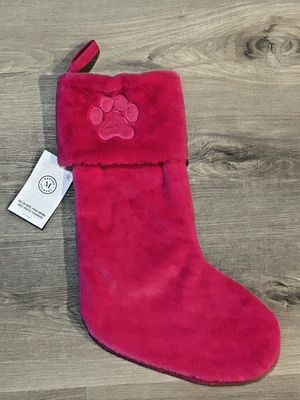 Martha Stewart Rosa Fucsia Perro/Gato Pata Estampado Imitación Piel Navidad Stock Nuevo con Etiquetas Foto 1 de 4