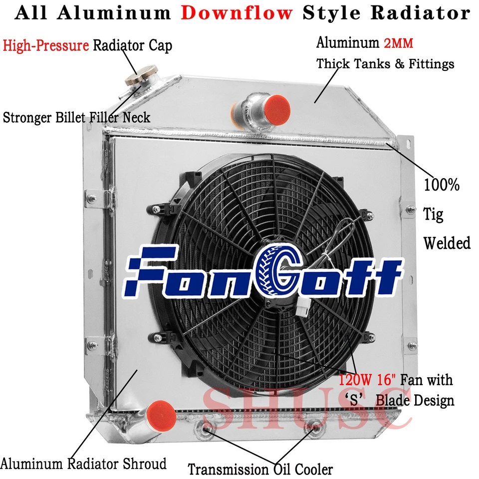 3 Row Radiator Shroud Fan For 51-1957 International Harvester Truck L6 3.6 3.9L Foto 1 de 4