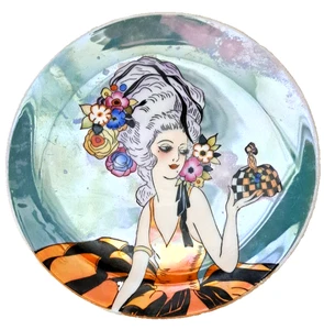 Seltener Art Deco Glanz Noritake Teller Frau #29812 schön 8 1/2" Halloween - Bild 1 von 11