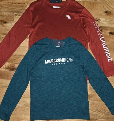 Chicos Abercrombie Niños Manga Larga Camisa Talla 9/10 Lote De 2 Verde Rojo NUEVO Foto 1 de 4