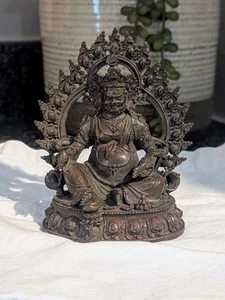 Yellow Jambhala Bronze 4.6" Statue God Wealth Buddha Jambala Dzambala Dzambhala - Picture 1 of 4