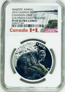 2016 Canadian Lynx Canada S$20 NGC PF69 Ultra Cameo Majestic Animal - Picture 1 of 5