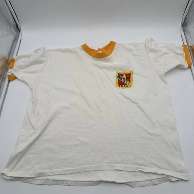 Винтажная мужская футболка Artex XL White Ringer темно-синяя морская команда ROTC сделано в США одинарная - Изображение 1 из 4