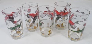 Hasel Atlas Vintage 50er Jahre Fasanenjagd 10 oz. Glasbecher 5 Stück - Bild 1 von 7