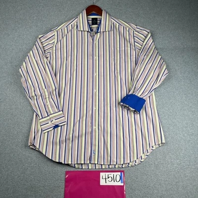 Taylor Byrd Shirt XL Colorful Striped Flip Cuff Button Up Long Sleeve Mens - Image 1 of 4