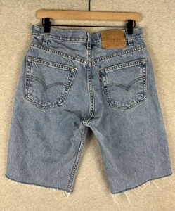 Vintage Levis 505 Shorts Mens 32 Blue Denim Cut Off Raw Hem Jean 90s Y2K - Picture 1 of 10