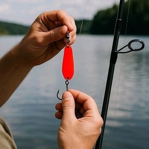 Vintage Spoon Fishing Lure Florescent Pink Plastic Single Hook 2.5" Flexible - Picture 1 of 5