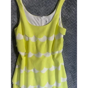 Vestido festoneado sin mangas Julia Jordan talla 10 en amarillo/blanco primavera, coqueto - Imagen 1 de 6