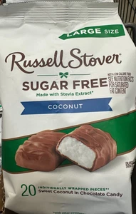 Russell Stover Caramelo Cubierto de Chocolate con Coco Sin Azúcar ¡Bolsa de 10 OZ!! - Imagen 1 de 3