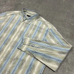 Camisa Jhane Barnes Para Hombres 2XL Multicolor Geométrica Abotonada Informal Seda De Colección - Imagen 1 de 9