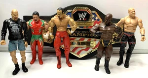 WWE KIDS WRESTLING CHAMPION BELT MATTEL & 5 X FIGURES (R1) - Picture 1 of 6