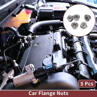 5 Stück M5x0.8 Flanschmuttern Kohlenstoffstahl für Auto, 6mm, Grau, Gummi Ring - Bild 1 von 4