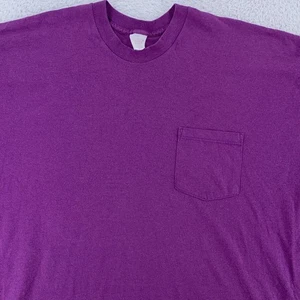 Vintage Blank Purple Pocket Shirt Mens XL Single Stitch Made USA Soft Tee 90s - Picture 1 of 7