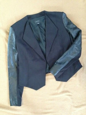 Nueva Chaqueta Blazer Theory Amada con Mangas de Cuero Talla 4 $455 Foto 1 de 4