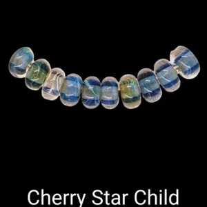 10x artisan handmade glass beads NWT light green blue silverglass spacer set - Picture 1 of 6