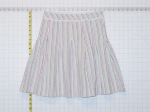 KC Parker sz 16 Girls White Pink Purple Striped A line Skirt C0547 - Picture 1 of 1