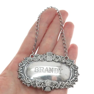W.I. BROADWAY & CO. Sterling Silver Vintage 1984 Birmingham "Brandy" Bottle Tag - Picture 1 of 7