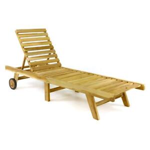 DIVERO Sonnenliege Gartenliege Liegestuhl Teak Holz klappbar natur 200x57cm