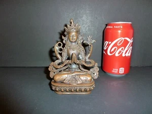 CHINESISCHER ALTER TIBETISCHER BUDDHA 5" H BRONZE MARKIERTE STATUE ANTIKE SAMMLUNG 2205 - Bild 1 von 9