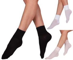 Silky Ballet Dance Socks Girls Womens Fine Knitted Dancing Ankle Sock (2 PAIRS) - Picture 1 of 4