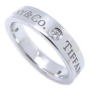 TIFFANY & Co. Platinum 3 Diamond 4mm Wedding Band Ring 5 New $2,450