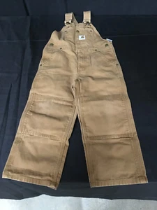 Carhartt Duck Canvas Brown Sz 5 Double Knee Youth Overalls - Picture 1 of 6