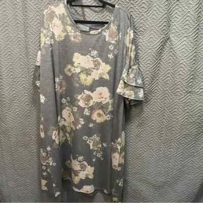 Lane Bryant 26/28 Gray Floral Dress NWT - Image 1 of 4