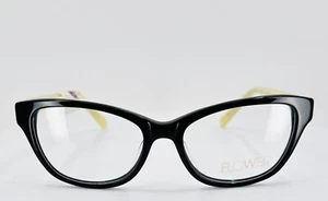 FLOWER 6002 001 Black Tan Semi Cat Eye Full Rim Eyeglasses 52-16-135 B:38 - Picture 1 of 10