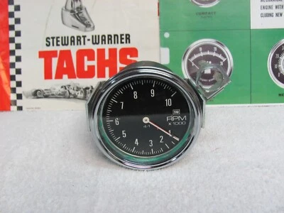 Stewart Warner  Racing 10K Tachometer with Red Line Release Button date1971 - Image 1 of 4