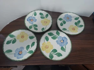 set of 4 Blue Ridge Southern Pottery 6" dessert plates, vtg"flower ring" pattern - Picture 1 of 4
