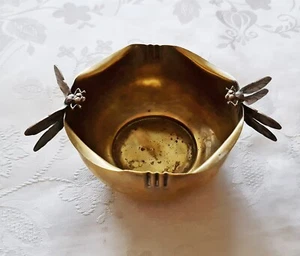 DE COLECCIÓN AUTÉNTICA FRANCIA ART NOUVEAU LIBÉLULA RENÉ LALIQUE ESTILO TAZA CUENCO LATÓN - Imagen 1 de 15
