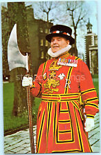Vintage 1960s Postcard - Tower Of London Yeoman Warder Posted With Letter