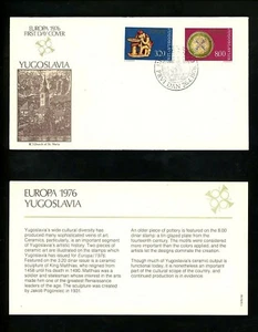 Postal History Yugoslavia FDC #1289-1290 Europa wood carving crafts 1976 - Picture 1 of 2