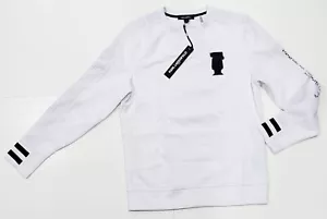 New tags Mens Karl Lagerfeld Paris White Fishnet Pullover Stretchy Sweatshirt M - Picture 1 of 4